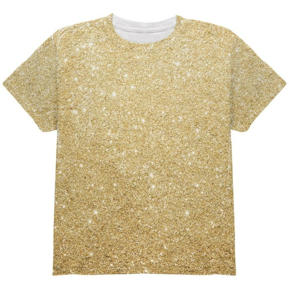 Faux Gold Glitter All Over Youth T Shirt Multi YXL