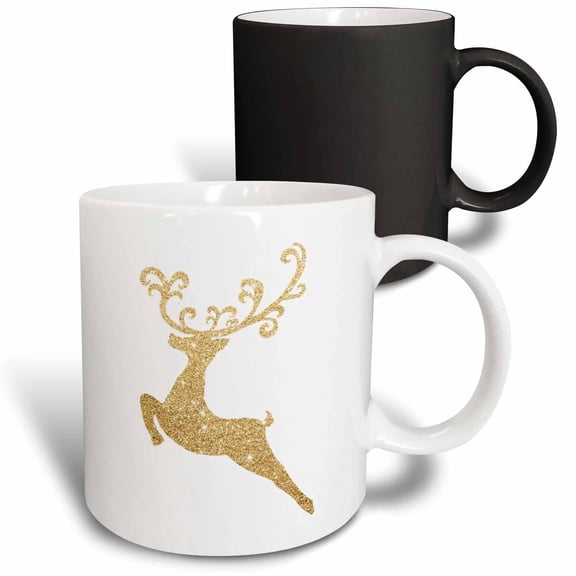 3drose, Faux Gold Glitter Fancy Deer, 11oz Magic Transforming Mug