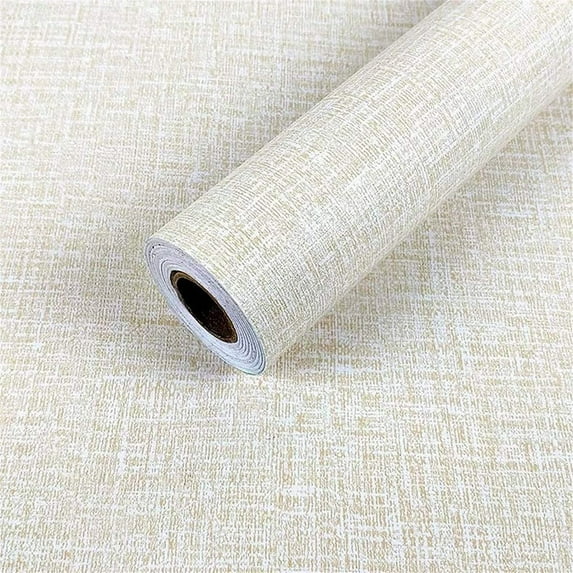 Faux Grasscloth Peel Stick Wallpaper Fabric Self-Adhesive Wallpaper Linen Removable Fireaplace Kitchen Backsplash Wall Door Counter Top Liners (15.7"x394", Cream)