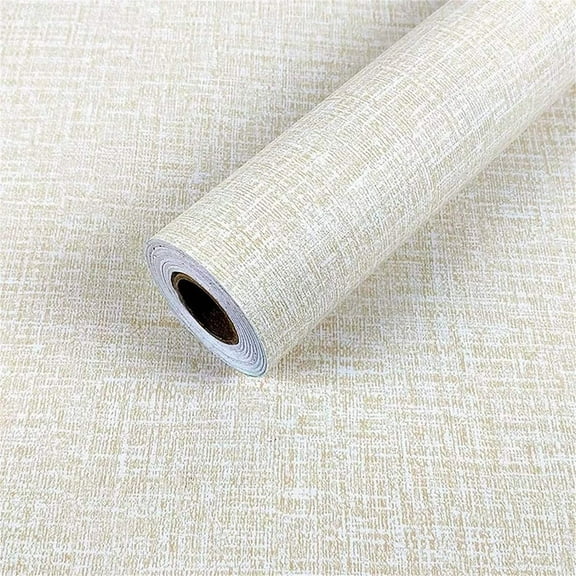 Faux Grasscloth Peel Stick Wallpaper Fabric Self-Adhesive Wallpaper Linen Removable Fireaplace Kitchen Backsplash Wall Door Counter Top Liners (15.7"x394", Cream)