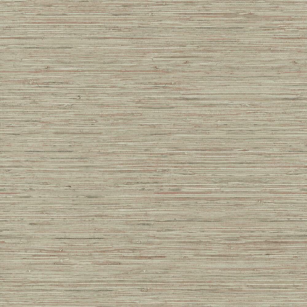 Pink and Taupe Faux Grasscloth Peel and Stick Wallpaper Roll
