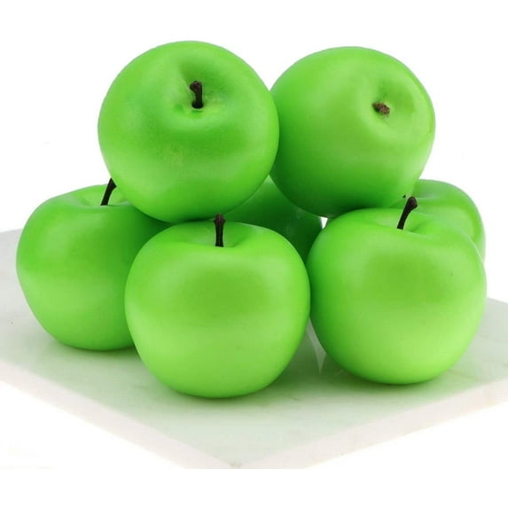 Faux Green Apples Artificial Fake Simulation Lifelike Fruits 6 PCS Apple Model Set for Home Kitchen Wedding Party Decoration Photography Props