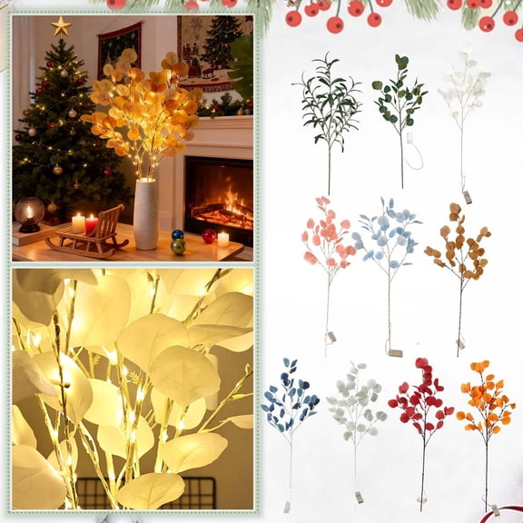 Faux Green Plant Hobby, Artificial Eucalyptus Stems, Table Centerpieces for Party Event, Decorations for Home, 36 Inch Green Apple Leaf Branch, Compatible with All Vase Types for