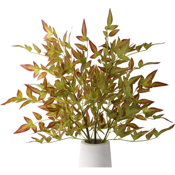 Faux Greenery Stems, Artificial Greenery Branches for Vase, Fake Nandina Plant 42.52" Long Stems for Office Home Decor Outdoor (2PCS, Green)