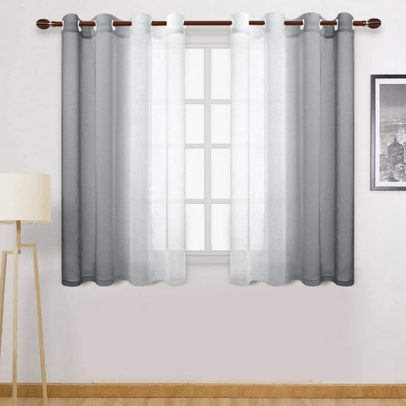 Faux Grommet Light Filtering Sheer Curtains - Semi Sheer Gradient Window Curtain Best Curtains for Bedroom and Living Room, Set of 1 Window