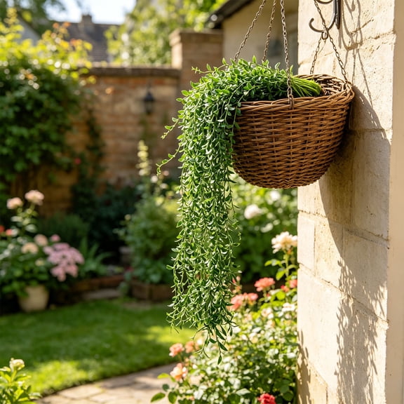 Faux Hanging Vines, Plastic, Trailing Vine Strands For Hanging Or Draped Placement, 5-Piece Set, 37.4-Inch, Green, Artificial Floral Vines