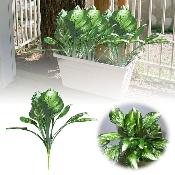 Hosta Bushes Outdoor UV Resistant Artificial Shade 19 Inch Large Hosta Greenery for Garden Porch Decoration Lifelike Arrangement for Home Office Outdoor Decor
