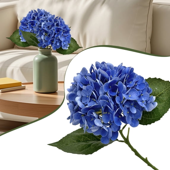 Faux Hydrangea Flowers, Artificial Hydrangea Flowers, Real Touch Flowers, 3D Realistic Large Artificial Hydrangea Flowers Home Wedding Party Table Centerpieces Decoration Blue 1Pcs