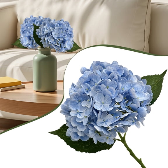 Faux Hydrangea Flowers, Artificial Hydrangea Flowers, Real Touch Flowers, 3D Realistic Large Artificial Hydrangea Flowers Home Wedding Party Table Centerpieces Decoration Light Blue 1Pcs