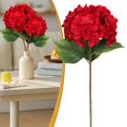 thumbnail image 1 of Faux Hydrangea Stem, Artificial Silk Flower with Full Bloom and Lifelike Leaves, 23.62 Inch Red Floral Pick for Wedding Home Vase Decor, 1 of 7