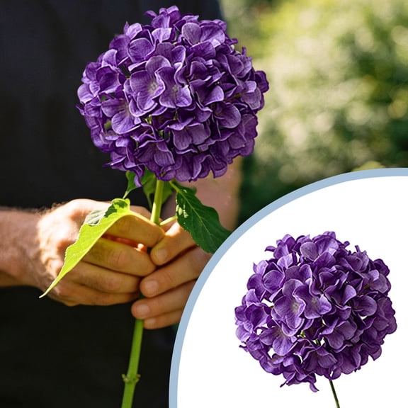 Faux Hydrangea Stem, White, 28.74" Purple Hydrangea Artificial Flowers Faux Hydrangeas Floral Stems Large Embroidered Fabric Wedding Home Decoration