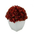 thumbnail image 1 of Faux Hydrangea in Cream Tapered Zinc Cube Burgundy, 1 of 5