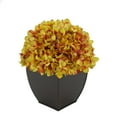 thumbnail image 1 of Faux Hydrangea in Matte Brown Tapered Zinc Cube Gold, 1 of 5