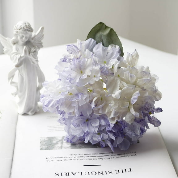 Faux Hydrangeas Burnt-Edge Silk Hydrangea Bouquet, 1 Bundles 14 Inch Tall Vintage Boho Faux Flowers Blooms for Mantel & Entryway