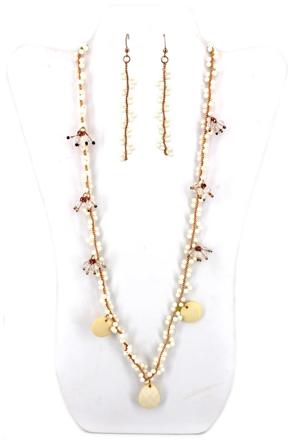 Faux Ivory Beaded NE+ER Set - NE-WNE533
