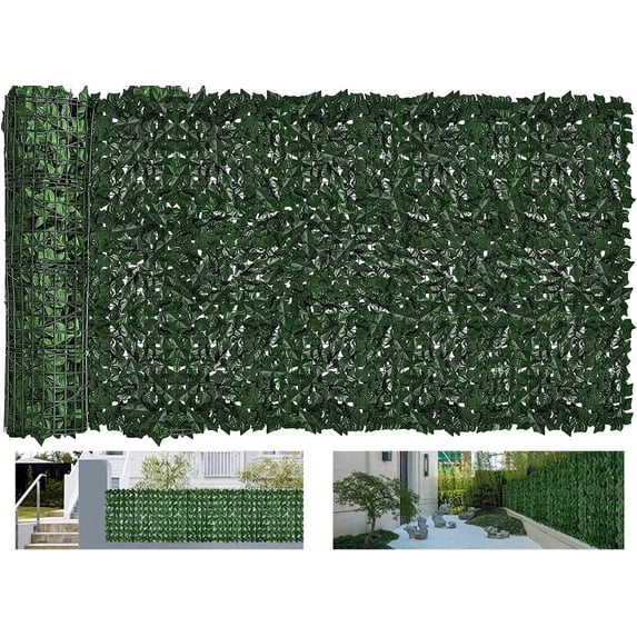 Faux Ivy Privacy Fence Screen Outdoor Expandable Artificial Greenery Roll Fake Hedge Wall Patio Green Plastic Leaf Plant Vine Grass Panels Gate Covering for Garden Yard Balcony (118.5x59.5 in)