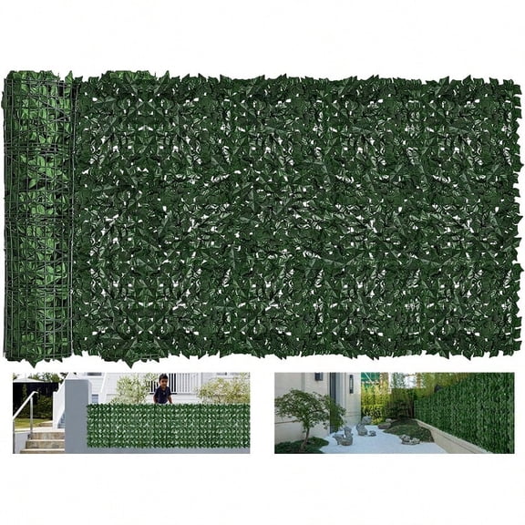 Faux Ivy Privacy Fence Screen Outdoor Expandable Artificial Greenery Roll Fake Hedge Wall Patio Green Plastic Leaf Plant Vine Grass Panels Gate Covering For Garden Yard Balcony 197 X 40 In