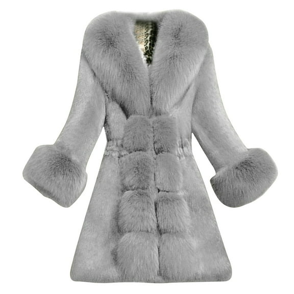 Faux Jacket For Mid Long Coat Winter Warm Thick Soft Pile Elegant Outerwear Fashionable Style Outwear