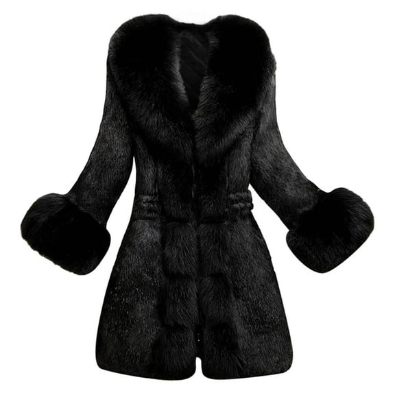 Faux Jacket For Mid Long Coat Winter Warm Thick Soft Pile Elegant Outerwear Fashionable Style Outwear