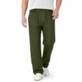 thumbnail image 1 of Faux Jean for Men Elastic Waist Button Zipper Straight Leg Pants with Pockets Comfy Versatile Denim-Like Trousers, 1 of 6