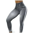 thumbnail image 1 of Faux Jeans Leggings for Women High Waist Straight Leg Pencil Pants Butt Lifting Stretch Tight Trousers Going out Pant, 1 of 5