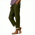 thumbnail image 1 of Faux Jeans for Women Stretchy, Casual High Waisted Faux Denim Trousers with Elasticated Waist, Ladies Rolled Cuff Jeans Loose Fit Straight Leg Comfy Lounge Denim Pants with Pockets, 1 of 7