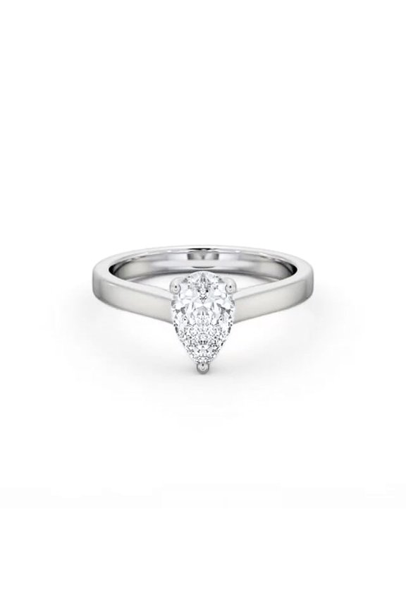 1.3 Ct Pear Cut Moissanite Ring - 14K White Gold Plated Cathedral Shank Ring - Perfect For Your Wedding Day - A Stunning Gift For Her - Timeless Elegance For Special Occasions