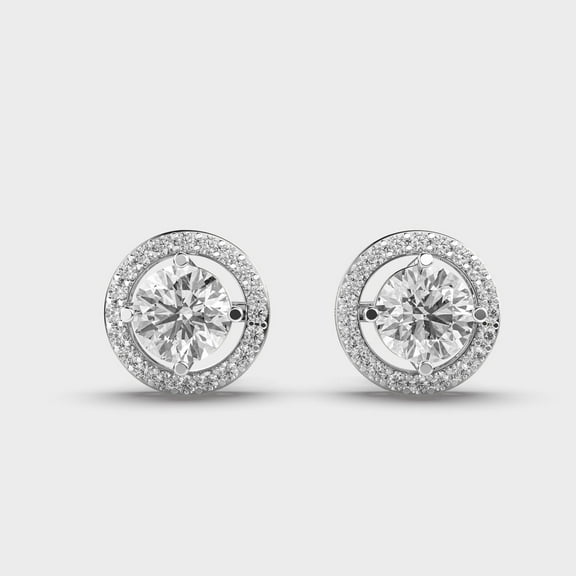 Faux Jewel 1.36 Ct Lab Created Diamond Halo Earrings for Women – 14K White Gold Plated Engagement Jewelry – Dazzling Proposal Earrings – Perfect Gift for Her