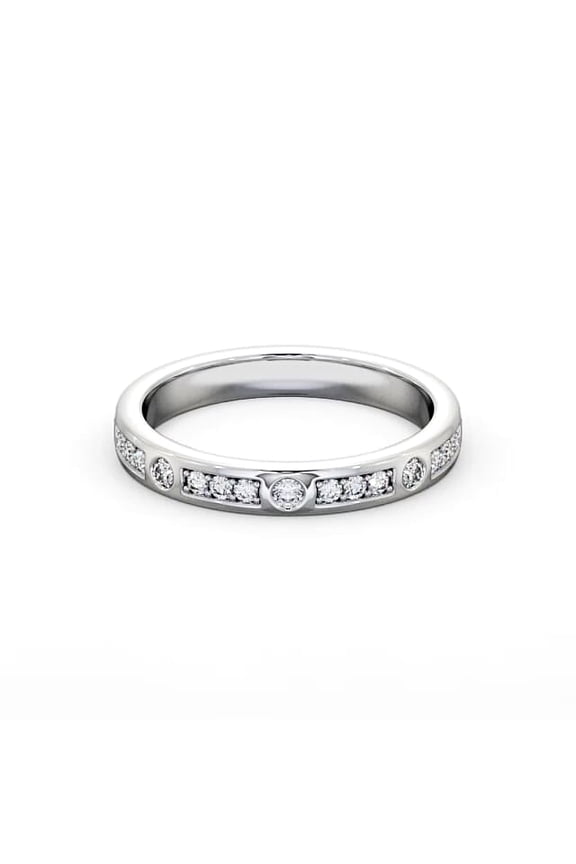 14K White Gold Plated Flush Set Anniversary Ring - 1.9 Ct Round Cut Moissanite for Women - Chic Engagement Ring for Her - Memorable Gift for Wife - Wedding Bridesmaid Gifts
