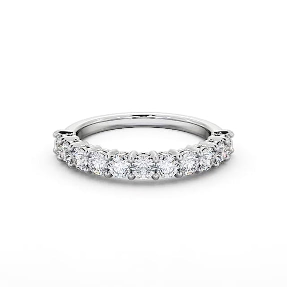 Faux Jewel 2.7 Ct Round Cut Moissanite Half Eternity Ring - 14K White Gold Plated Engagement Ring for Women's - Stunning Proposal Ring for Her - Perfect Gift for Anniversary or Birthday