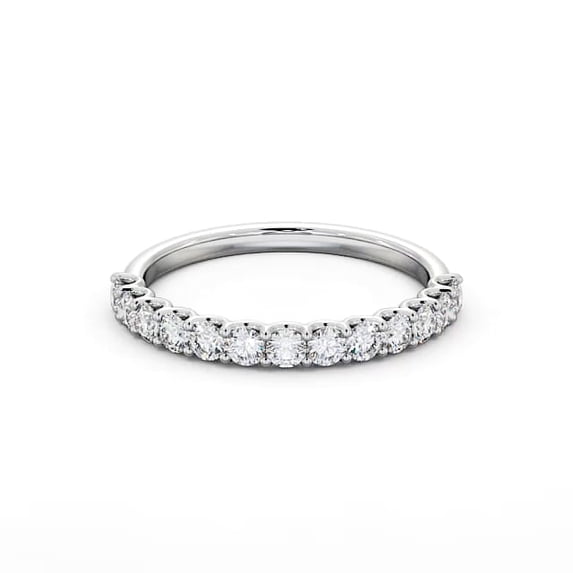 Faux Jewel 2 Ct Round Cut Moissanite Half Eternity Rings - 14K White Gold Plated Engagement Rings for Women's - Stunning Proposal Rings - Perfect Gifts for Anniversaries or Birthdays