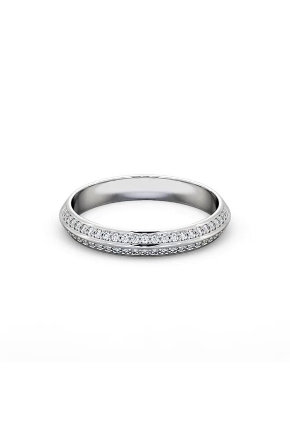 , 2 Ct Round Cut Solitaire with Accent Moissanite Ring - Engagement Solitaire with Accent Rings - Half Eternity Knife Edge Shank Rings - 14K White Gold Plated - Ideal Gift for Proposals