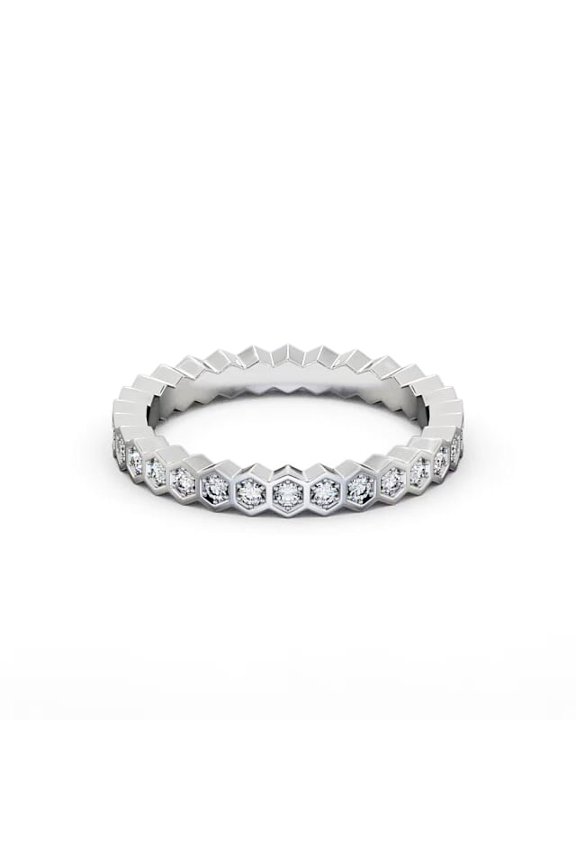 Brilliant Round Cut Full Eternity Ring - 2.4 Ct Moissanite in Honey Comb Shape with Prong Set - Luxurious Multi-Stone Engagement Ring for Women's - Gift for Mom