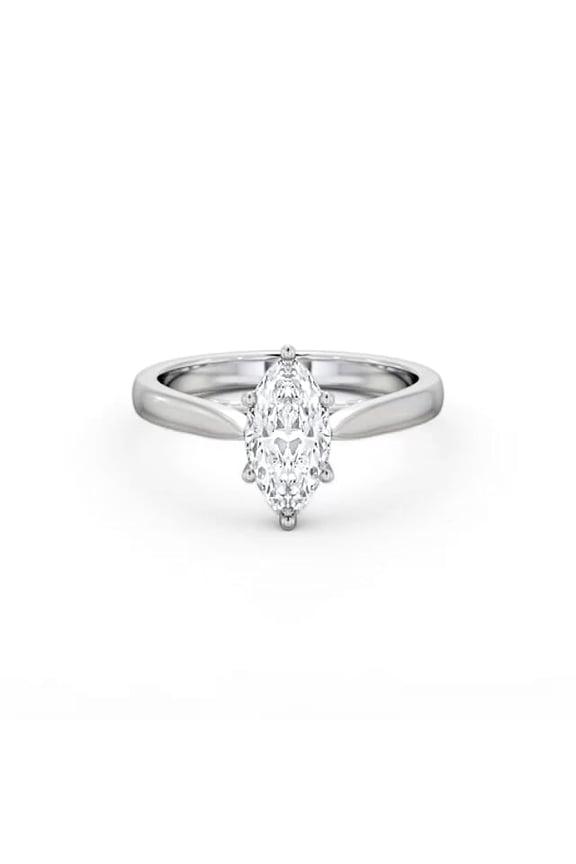 Marquise Cut 2 Ct Moissanite Ring for Women - 14K White Gold Plated Engagement Ring with Cathedral Shank - Moissanite Set Bridge Ring - Elegant 6 Prong Setting Ring for Gift Giving