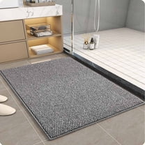 Faux Jute Door Mat, Non Slip Washable Low Pile Rug, Cuttable Entryway Runner with TPR Backing, Absorbent Indoor Carpet for Kitchen Bedroom Bathroom