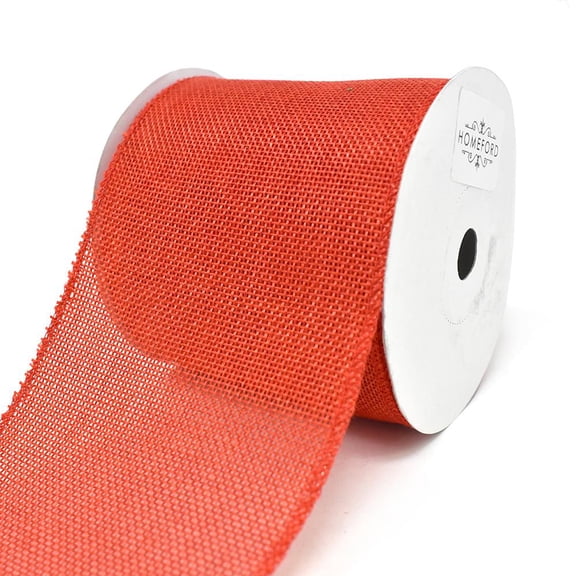 Faux Jute Wired Edge Ribbon, Red, 4-Inch, 10-Yard