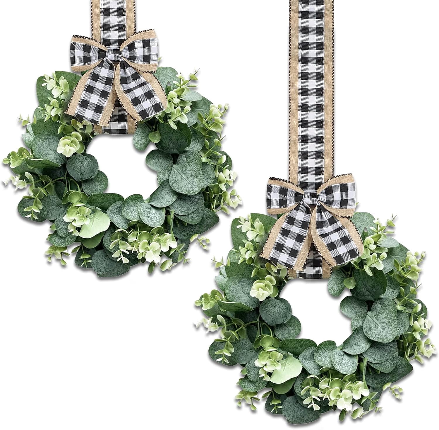 Faux Kitchen Cabinet Wreaths, 2 Pieces Small Pecuniary Eucalyptus ...