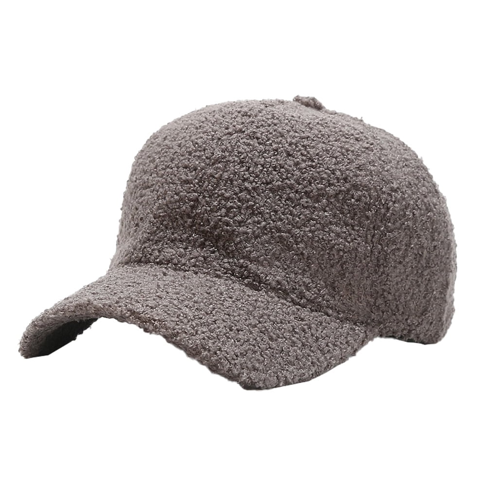 Faux Lamb Wool Baseball Cap for Men Women Teddy Fleece Sports Hats
