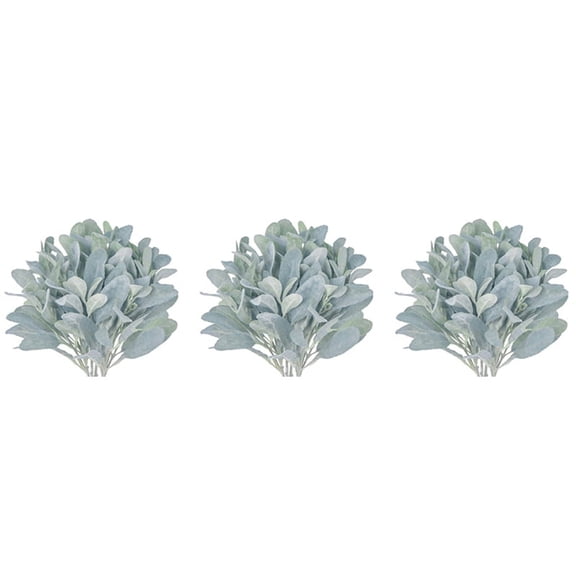 Faux Lambs Ear Stems 15Pcs Flocked Artificial Greenery Solid Spray Rabbit Ear Leaves Wedding DIY Craft