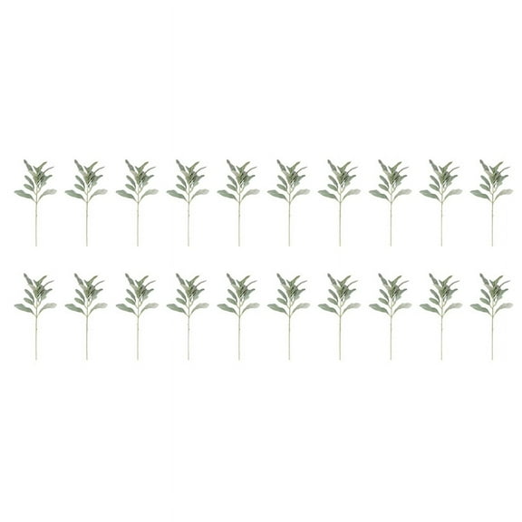 Faux Lambs Ear Stems 20Pcs Flocked Artificial Greenery Solid Ear Leaves for Home Wedding DIY Craft