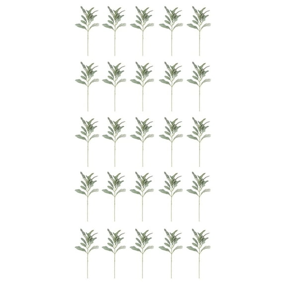 Faux Lambs Ear Stems 25Pcs Flocked Artificial Greenery Solid Fake Ear Leaves for Home Wedding DIY Craft