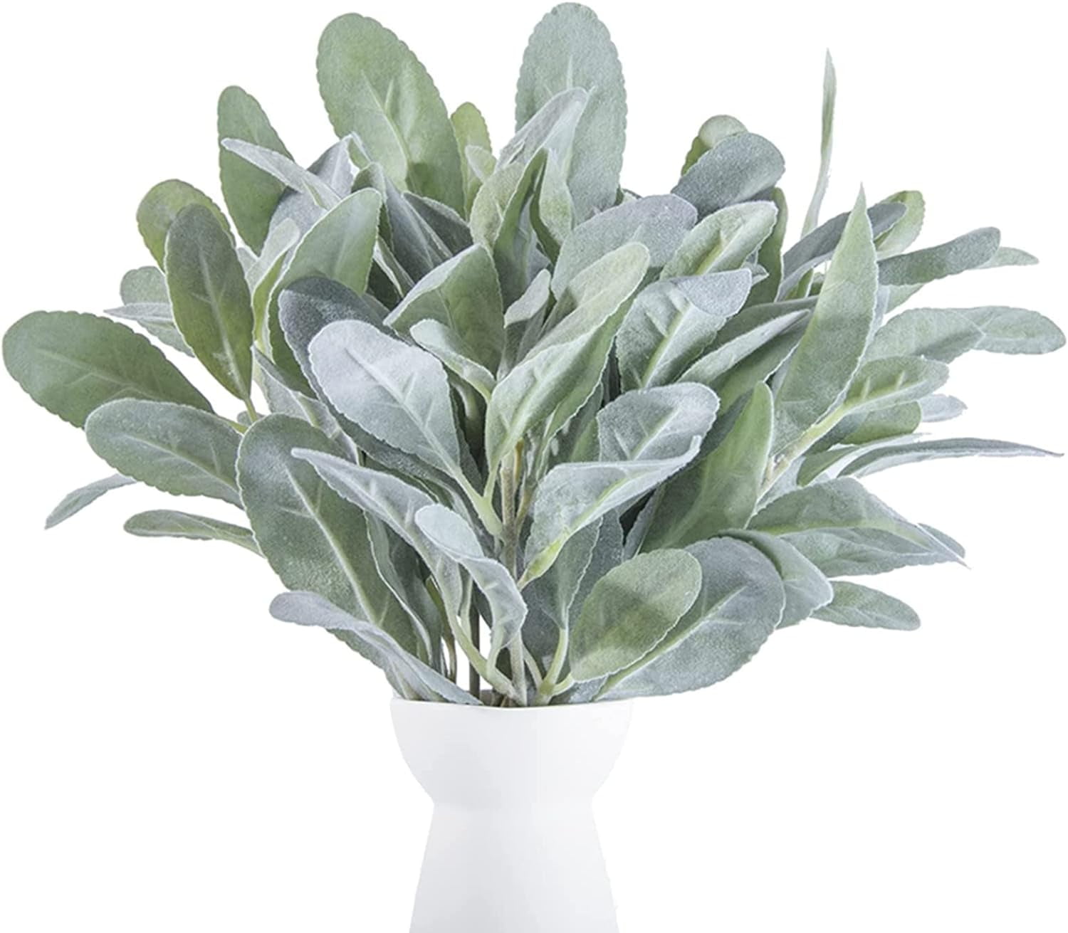 Faux Lambs Ear Stems Miller Fake Flocked Artificial Greenery for Home Wedding Bouquet DIY Craft