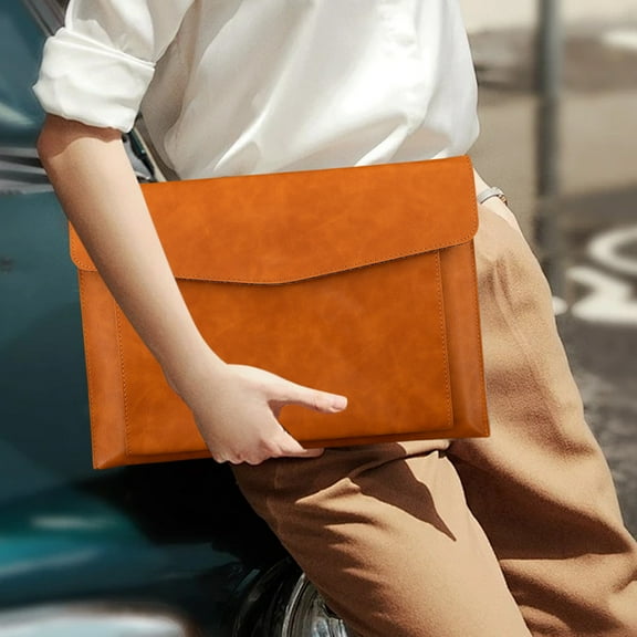 Faux Leather A4 Document Holder with Magnetic Closure, Horizontal Opening Portfolio for Business Papers, Files and Reports