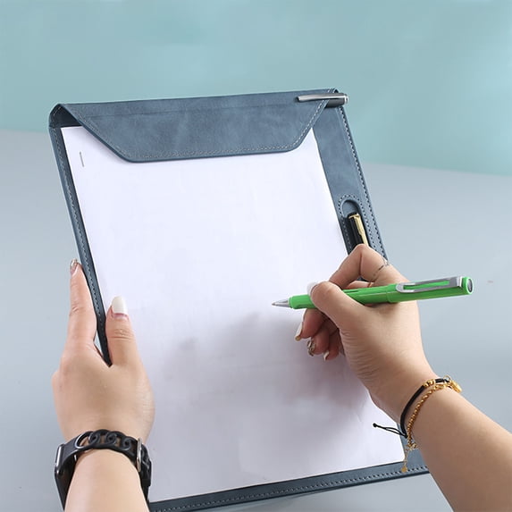 Faux Leather A4/Letter Size Padfolio with Clipboard – Storage Clipboard Folder with Metal Clip, Portable Writing Pad Portfolio for Business, Nurse, Teacher