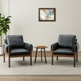 thumbnail image 1 of Faux Leather Accent Chair Set of 2 Removable Backrest Upholstered Arm Cushio PU Chairs Solid Wood Legs Reading Lounge Sofa Bedroom Black, 1 of 9