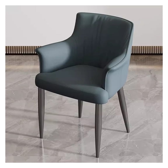 Faux Leather Accent Chairs Dining Chairs Modern Kitchen Dining Room Chairs with Arms,Metal Legs,Upholstered Chairs for Living Room Kitchen Office Cafe