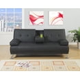 thumbnail image 1 of Faux Leather Adjustable Sofa With Cup Holder In Black, 1 of 2
