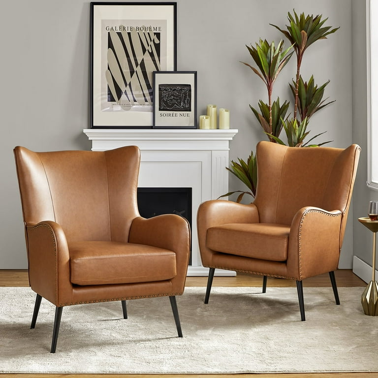 14 Karat Home Elegant Modern Faux Leather Armchair Set of