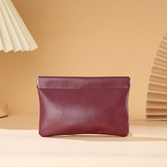 Faux Leather Automatic Closure Purse For Men Women. Portable Envelope Wallet Cash Pouch Organizer For Keys Cards Jewelry - 5.91 x 3.94 x 0.2 in PU