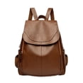 thumbnail image 1 of Faux Leather Backpack Elegant Flap Fashion Casual Rucksack Adjustable Strap Anti Theft Daypack For Daily Commuting Travel(Brown-33Cm), 1 of 2